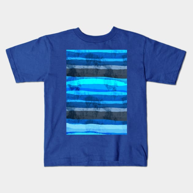 Blue ocean lines Kids T-Shirt by Swadeillustrations